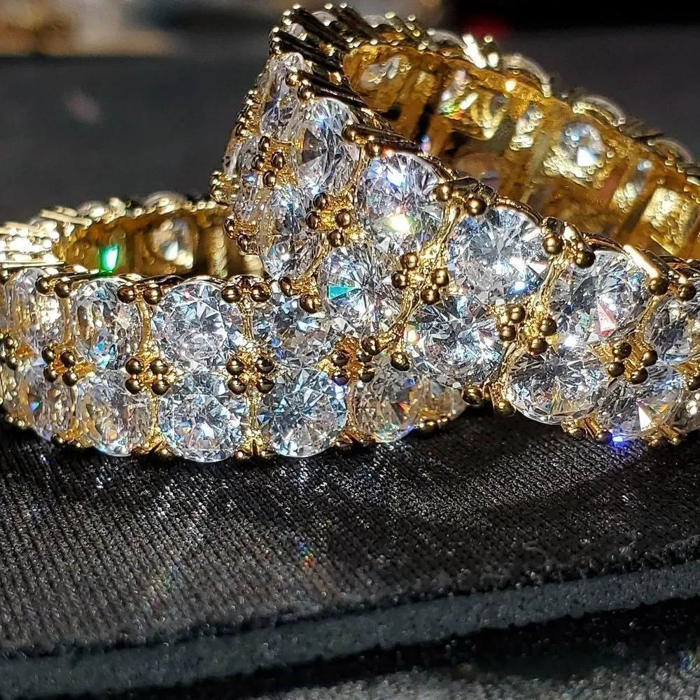 14k Gold Plated 2 Row Eternity Ring